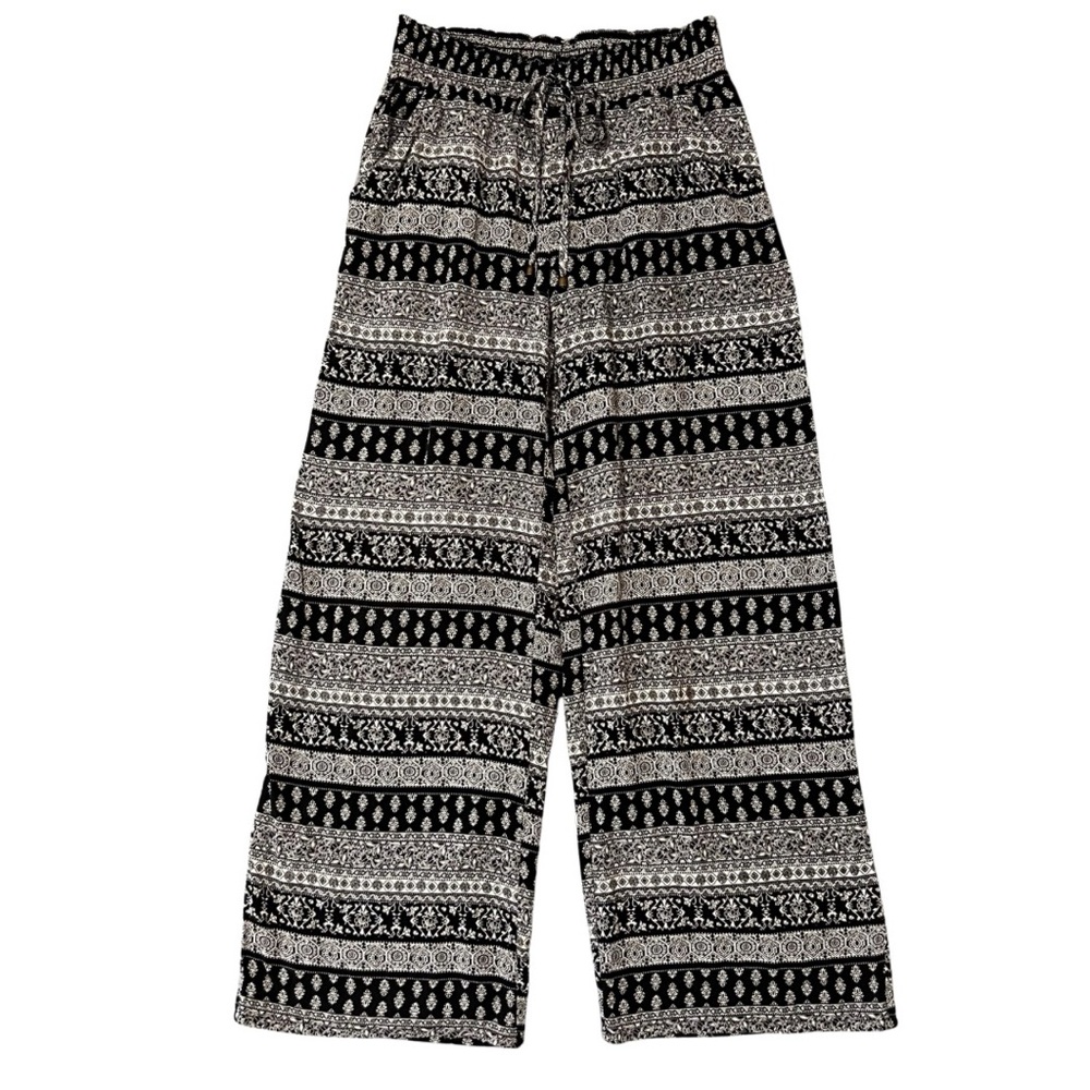 Joe B Black and White Wide Leg Printed Pants
